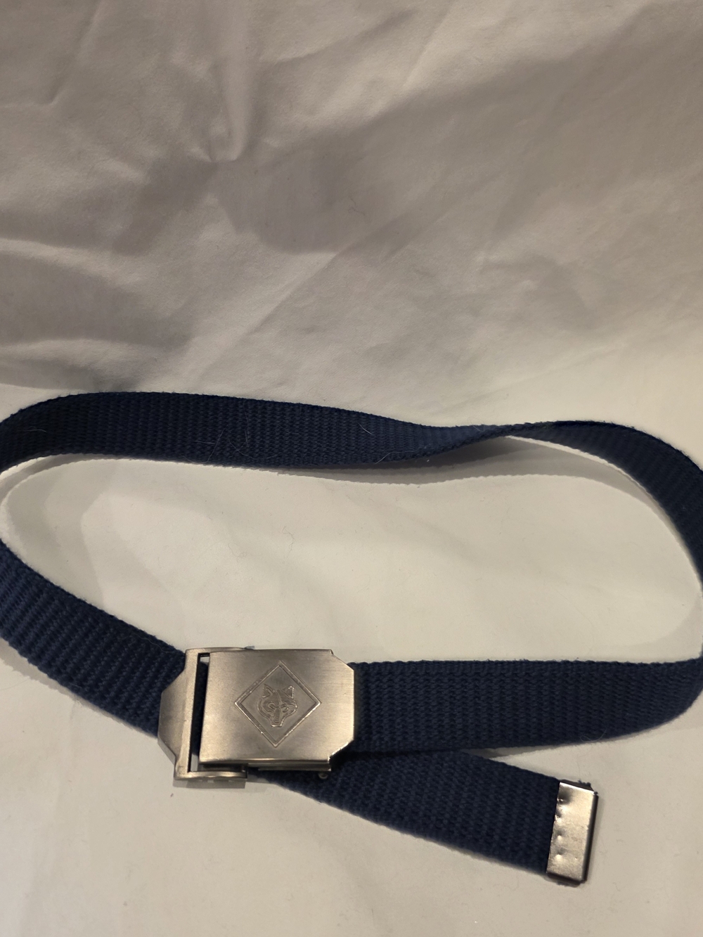 Cub Scout Scouting USA BSA  S/M 30” Blue Uniform Belt Silver Wolf Buckle Scouts